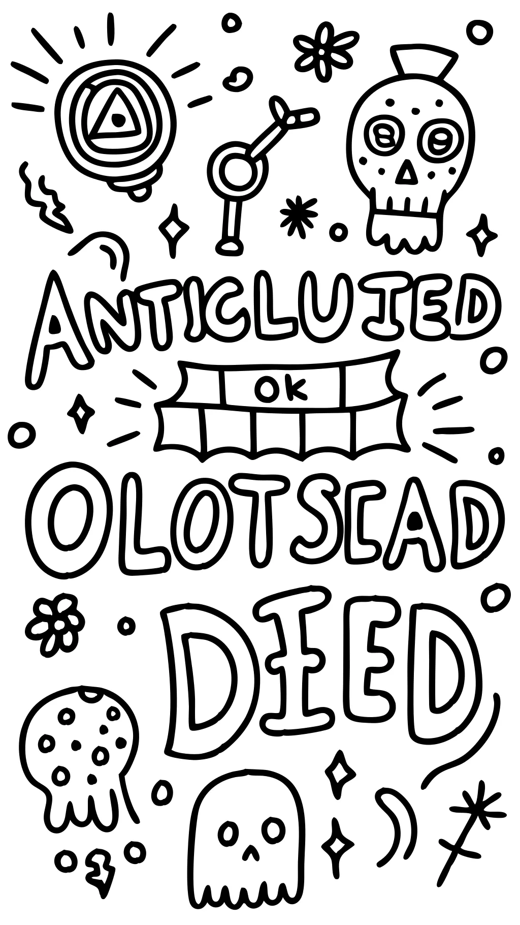 doodle dead words coloring page